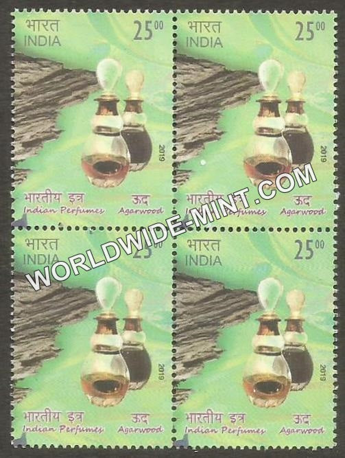 2019 Indian Perfumes-Agarwood-2 Block of 4 MNH