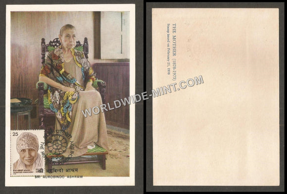 1978 The Mother - Sri Aurobindo Ashram Private Maxim card #MC74