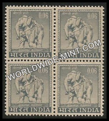 INDIA Konark Elephant 4th Series (6p) Definitive Block of 4 MNH
