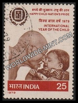 1979 International Year of the Child-Child and Gandhi Used Stamp