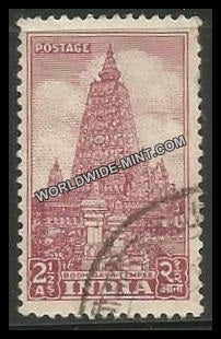 INDIA Mahabodhi Temple (Bodh Gaya) 1st Series (2 1/2a) Definitive Used Stamp