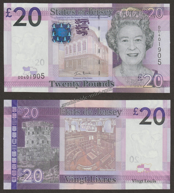 JERSEY 2010 - 20 POUNDS UNC CURRENCY NOTE
