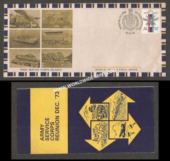 1973 India Army Service Corps REUNION APS Cover (08.12.1973)