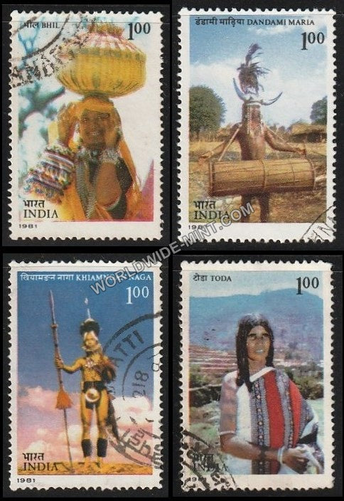 1981 Tribes of India- Set of 4 Used Stamp