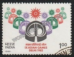 1981 IX Asian Games Delhi 1982 (Logo) Used Stamp