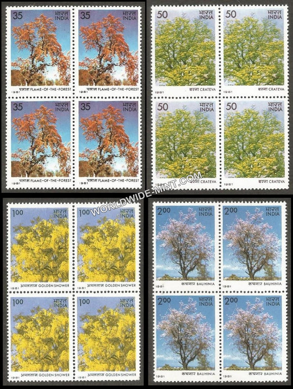 1981 Flowering Trees-Set of 4 Block of 4 MNH