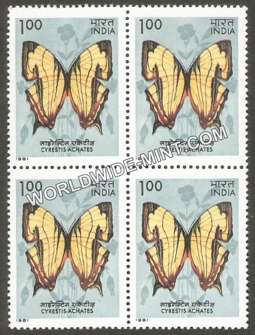 1981 Indian Butterflies-Cyrestis achates Block of 4 MNH
