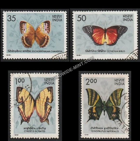 1981 Indian Butterflies-Set of 4 Used Stamp