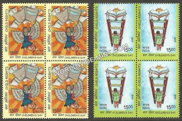 2019 Children's Day-Child Rights-Set of 2 Block of 4 MNH