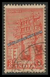 INDIA East Gate of Sanchi Stupa 1st Series (3a) Definitive Used Stamp