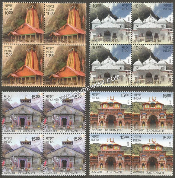 2019 Char Dham Uttarakhand-Set of 4 Block of 4 MNH