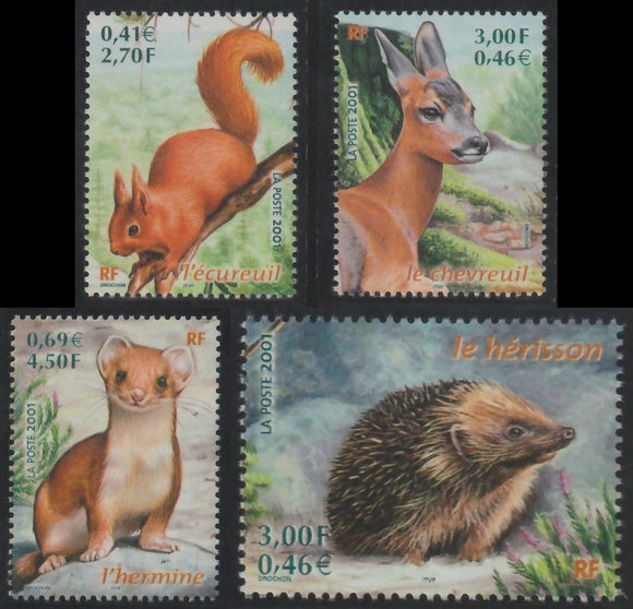 France 2001 Animals of the Forest - Set of 4 Stamps #FR96