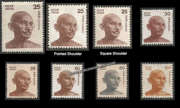 INDIA Gandhi Definitive Series - Detailed - Complete set of 8v MNH