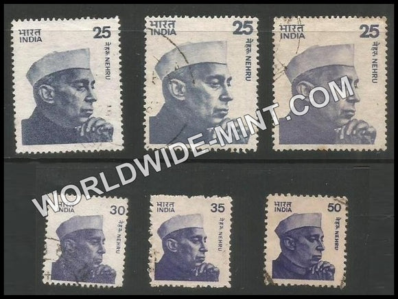 INDIA Nehru -Definitive complete set of 6 Used Stamp