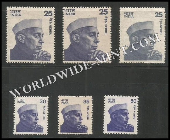 INDIA Nehru Definitive Series - Complete set of 6v MNH