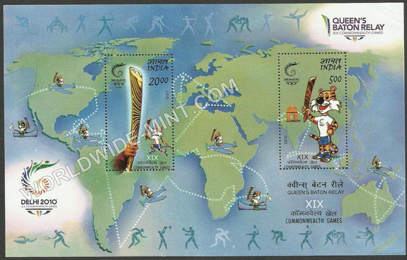 2010 Delhi 2010 XIX Commonwealth Games - Queens Baton Relay Miniature Sheet