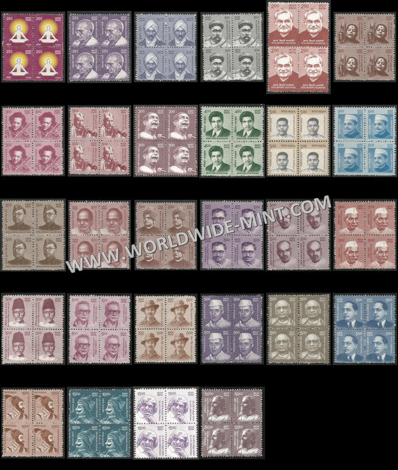 INDIA 11th Definitive Series - Block of 4 Complete set of 28v MNH